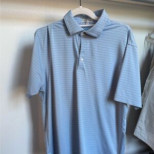 Peter Millar Blue Polo Shirt with Classic Stripes